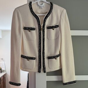 St John Elegant Cream and Black Women's Jacket size 8